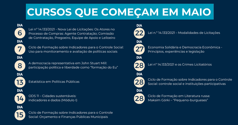 Confira novos cursos com inscrições abertas para maio
