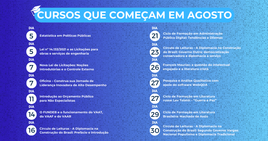 Confira novos cursos abertos pela EGC para agosto