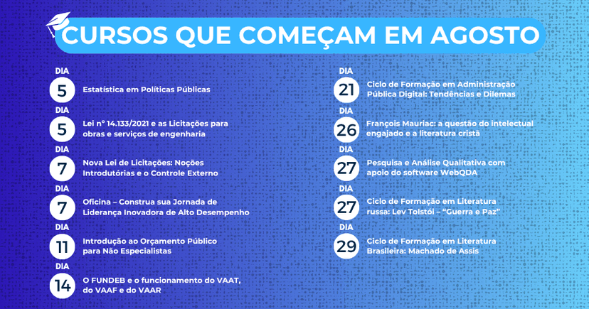 Confira novos cursos abertos pela EGC para agosto