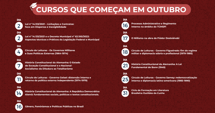 Inscreva-se num dos cursos oferecidos em outubro pela EGC