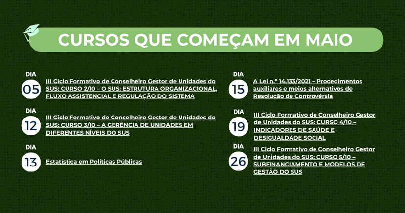 Faça a sua inscrição para os cursos de maio da EGC
